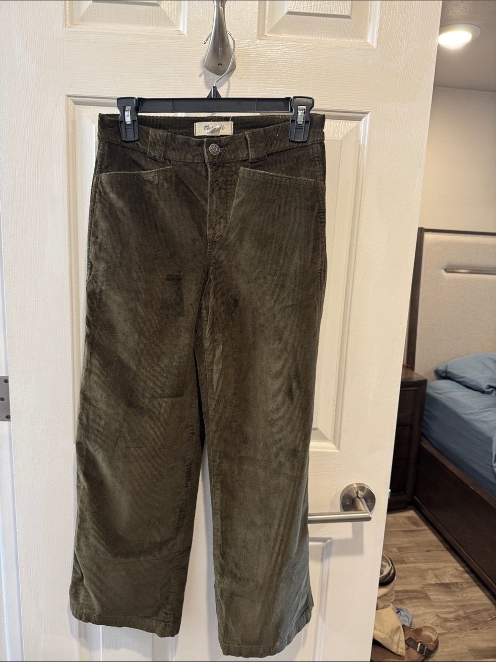 Madewell Olive Corduroy Wide-Leg Pants